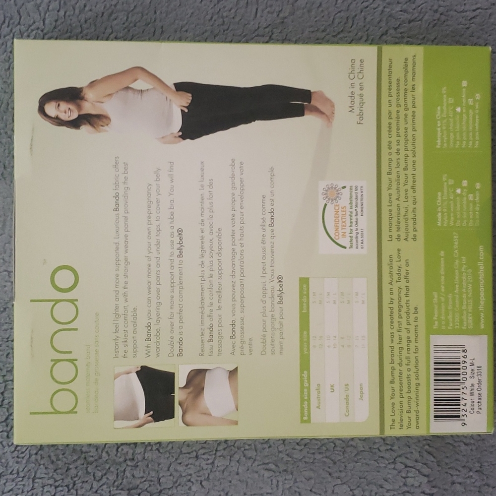 Love Your Bump Seamless Maternity Band Comfy Pregnancy White M L The Peanutshell - Picture 2 of 10